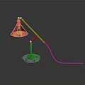Industrial Copper Table Lamp Featuring Adjustable Metal Arm And Round Base