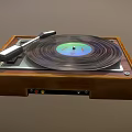 Vintage Musical Wooden Record Player With Vinyl Record Tonearm And Control Knobs 3d model