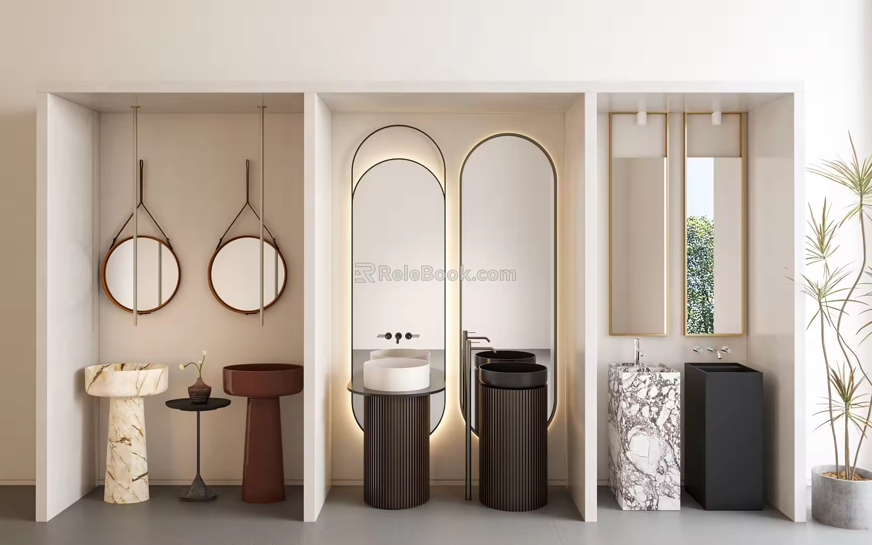 Modern Washstand Column Washstand Column Basin Top Basin Faucet Washstand Mirror Column Basin 3d model