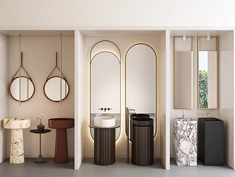 Modern Washstand Column Washstand Column Basin Top Basin Faucet Washstand Mirror Column Basin 3d model