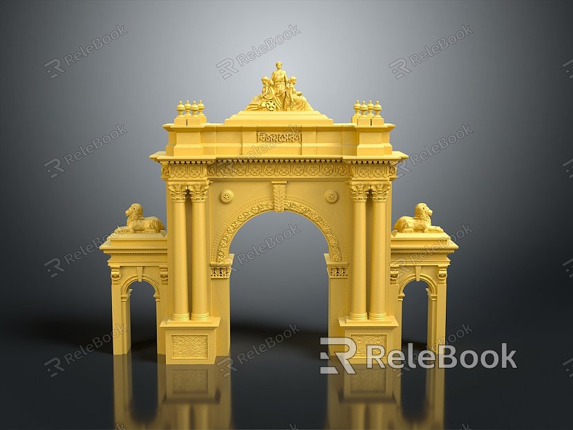 Gate House Stone Gate House Gate Post Stone Gate Post Ruin Gate Post Arch Stone Post Outdoor Articles Realistic model