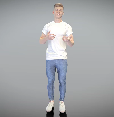 Short Sleeve Jeans Young Men Fashion Casual Men 3d model