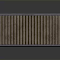 Wooden Storage Box With Vertical Striped Design And Metal Edge Trim For Home Use
