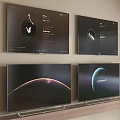 Sleek Modern Televisions Displaying Earth Image And App Interface On Wall And Stand 3d model
