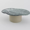 Irregular Shaped Coffee Table With Gray Marble Top And Beige Cylindrical Base 3d model