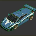 Blue Race Car With Sleek Aerodynamic Design Rear Wing And Shiny Surface