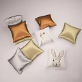 Decorative Throw Pillows in Silver Gold Brown with Rabbit Print for Home Decor