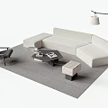 Modern Sofa Background Wall Design With Light Sofa Gray Rug Floor Lamp And Coffee Table 3d model