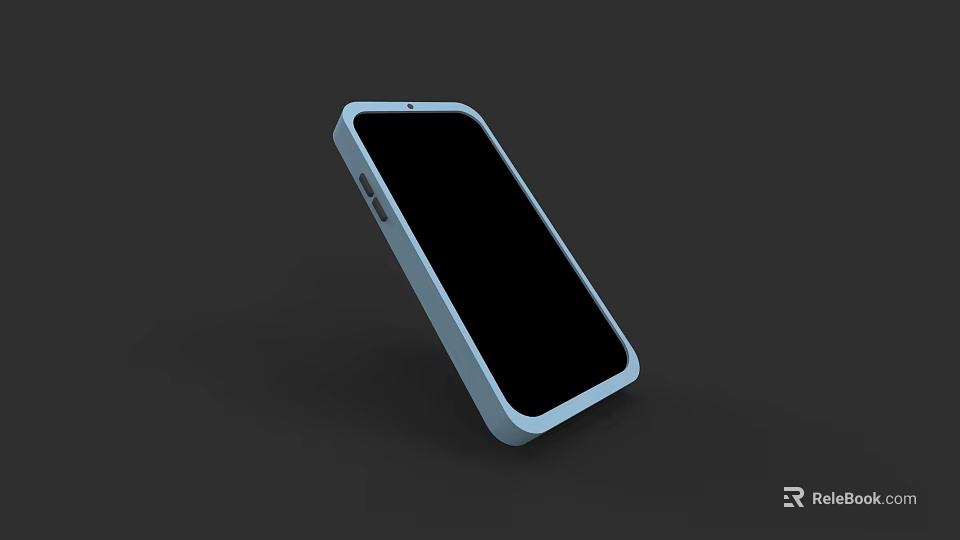 Sleek Modern Smartphone Design With Blue Frame And Black Screen 3d model 
