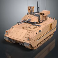 Modern Sand Colored Military Vehicle With Surveillance Sensors And Antennas On Tracked Chassis