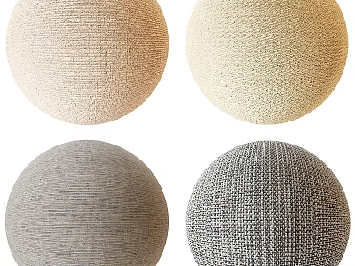 Textured Fabric Sphere Components In Various Neutral Colors And Woven Patterns 3d model