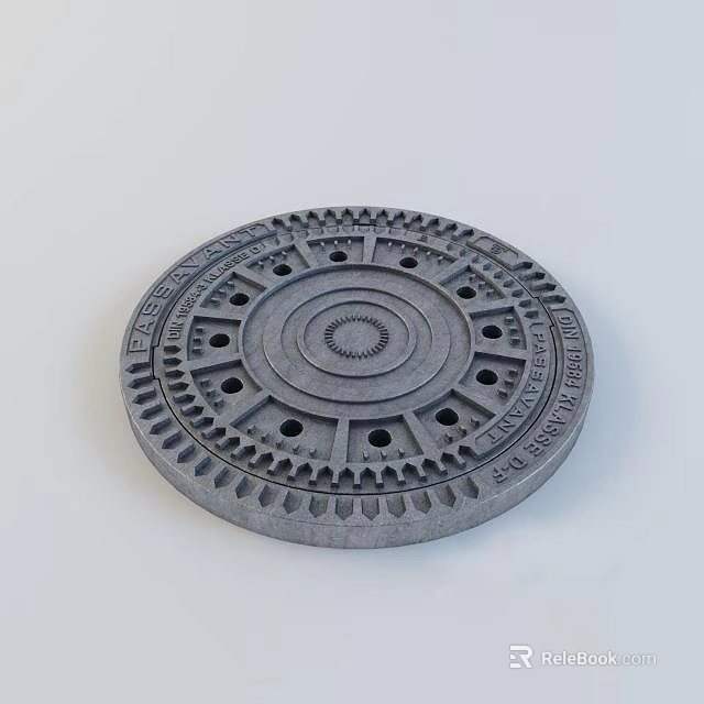 Round Gear Design Garden Ornament With Holes And Engraved Patterns For Outdoor Decor 3d model 