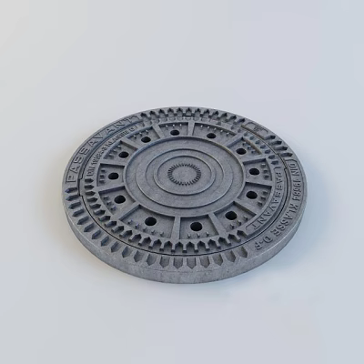 Round Gear Design Garden Ornament With Holes And Engraved Patterns For Outdoor Decor 3d model