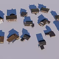 Ancient Architecture Models Featuring Sloped Roofs And Various Traditional Styles 3d model