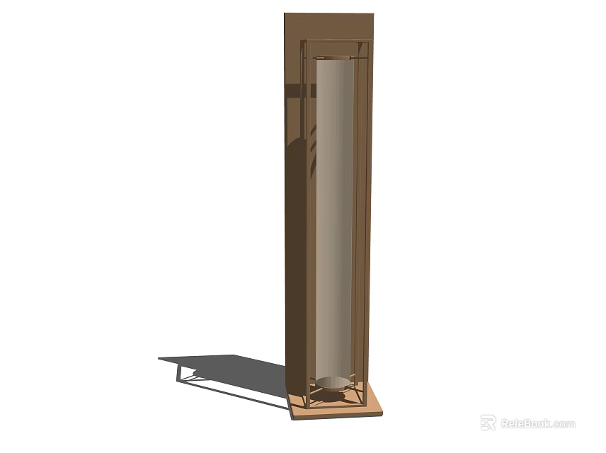 Modern Vertical Wall Lamp With Wooden Frame And Glass Shade Design 3d model 