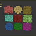 Nine Ancient Square Stone Panels With Intricate Facial Carvings And Traditional Designs