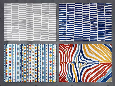 Stylish Square Rugs with Various Colorful Patterns and Modern Designs for Home Decor 3d model