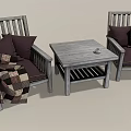 Wooden Table and Chair Set With Comfortable Dark Cushions And Cozy Throw Blanket