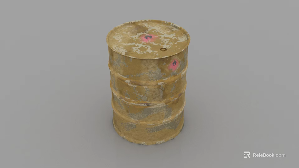 Industrial Equipment Metal Barrel With Rusted Surface And Red Top Markers 3d model 