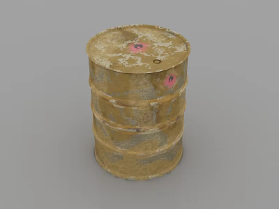 Industrial Equipment Metal Barrel With Rusted Surface And Red Top Markers 3d model