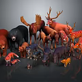 Colorful Wild Animal Figurine Collection With Bears Moose Deer Fox Wolf And Boar