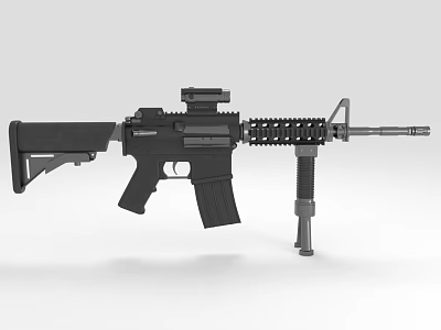 Tactical Black Rifle with Modern Scope Rail System and Magazine 3d model