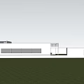 Modern Detached Villa Featuring White Exterior Large Windows Green Lawn And Blue Sky