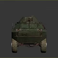 Green Armored Military Vehicle With Four Wheels And Vintage Body Structure