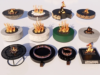 Modern Stove Outdoor Fireplace Encircled Fire Bonfire Hearth Side Stove 3d model