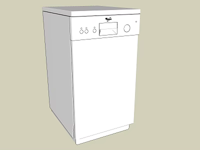 Efficient Modern White Dishwasher With Control Panel For Home Kitchen Use 3d model
