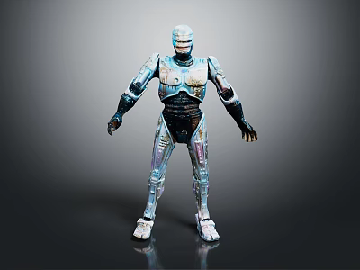 Futuristic Robot Character With Metallic Blue Armor And Mechanical Design 3d model
