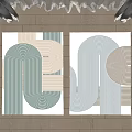 Modern Square Carpet Geometric Stripe Fabric Carpet 3d model