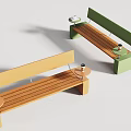 Modern Wooden Outdoor Bench Chairs With Mini Side Tables And Comfortable Backrest For Public Leisure