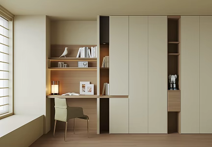Modern wardrobe desk cabinet integrated 3d model