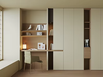 Modern wardrobe desk cabinet integrated 3d model