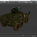 Functional Military Armored Vehicle With Camouflage Paint Six Wheels And Top Mounted Weapon System