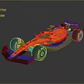 Orange And Blue Formula 1 Racing Car With Aerodynamic Design And Black Tires