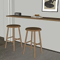 Nordic Solid Wood Bar Stool Combination Bar Stool Bar Stool Bar Chair Bar Stool Food Audio 3d model