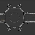 Futuristic Platform Structure With Multiple Towers And Circular Central Area