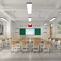 Classroom School Teaching Desk and Chair Combination Primary and Secondary School Classroom Desk Platform Smart Classroom 3d model