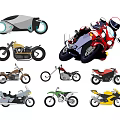 Variety of Motorcycle Types Displayed in Illustration
