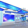 China Hangzhou Modern Exhibition Booth with Blue Theme Large Screen and Glass Doors