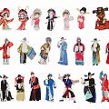 Multiple Chinese Traditional Opera Character Figurines In Colorful Traditional Costumes