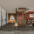 Tea House Interior Featuring Traditional Chinese Lattice Doors And Wooden Furniture