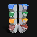 Colorful Stacked Recycling Trash Bins With Multiple Colors And Secure Lids