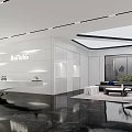Modern Front Desk Reception Area With BaiTube Signage White Walls Green Plants And Black Flooring