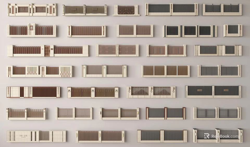 Building Exterior Wall With Diverse Panel Designs Multiple Colors And Textured Finishes 3d model 