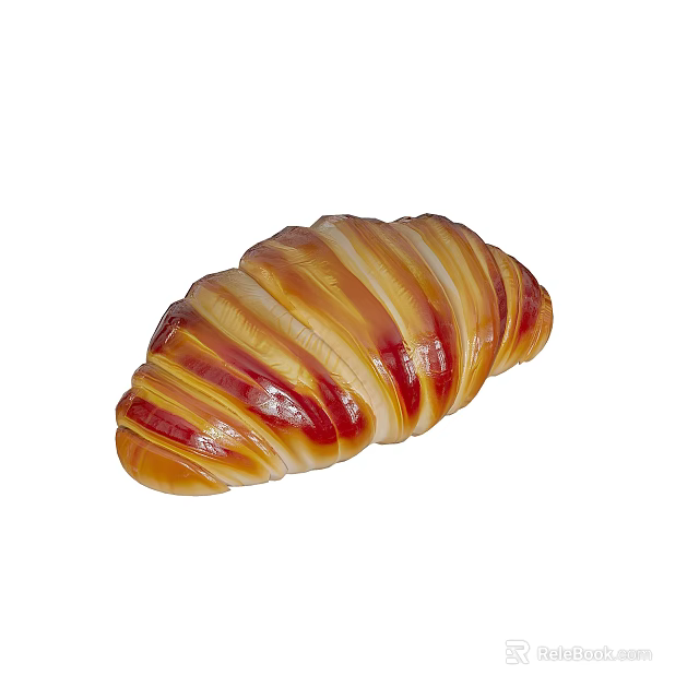 Freshly Baked Croissant With Golden Brown Shiny Glaze And Flaky Buttery Layers 3d model 