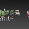 Cartoon Scene With Colorful Trees Flowers Green Grass And Snowy Terrain Blocks