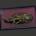 Traditional Golden Red Dragon Sculpture With Red Base And Intricate Details